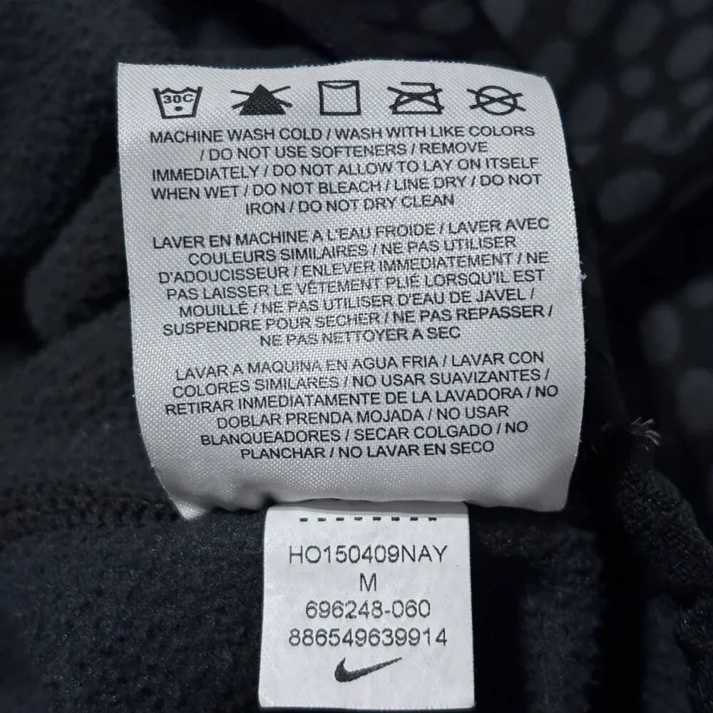 Nike‎ Therma-Fit Black Dot Pattern Hoodie Medium Thumbholes Pullover Sweatshirt